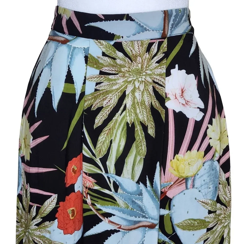 World Market Tropical Succulent Midi Skirt Women's S/M Botanical Resortcore